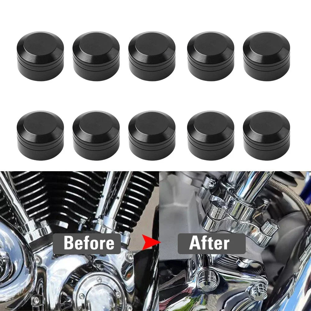 10 x CNC 11mm-14.6mm Engine Bolt Topper Caps Covers for Harley Dyna Softail