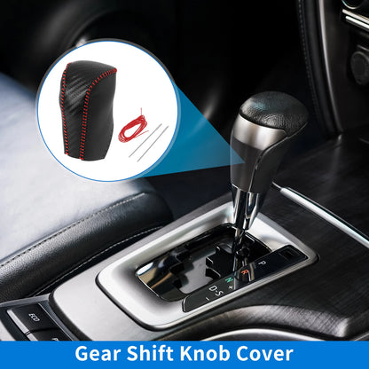 Gear Shift Knob Cover for Toyota RAV4 (2013–2016) Carbon Fiber Black Red