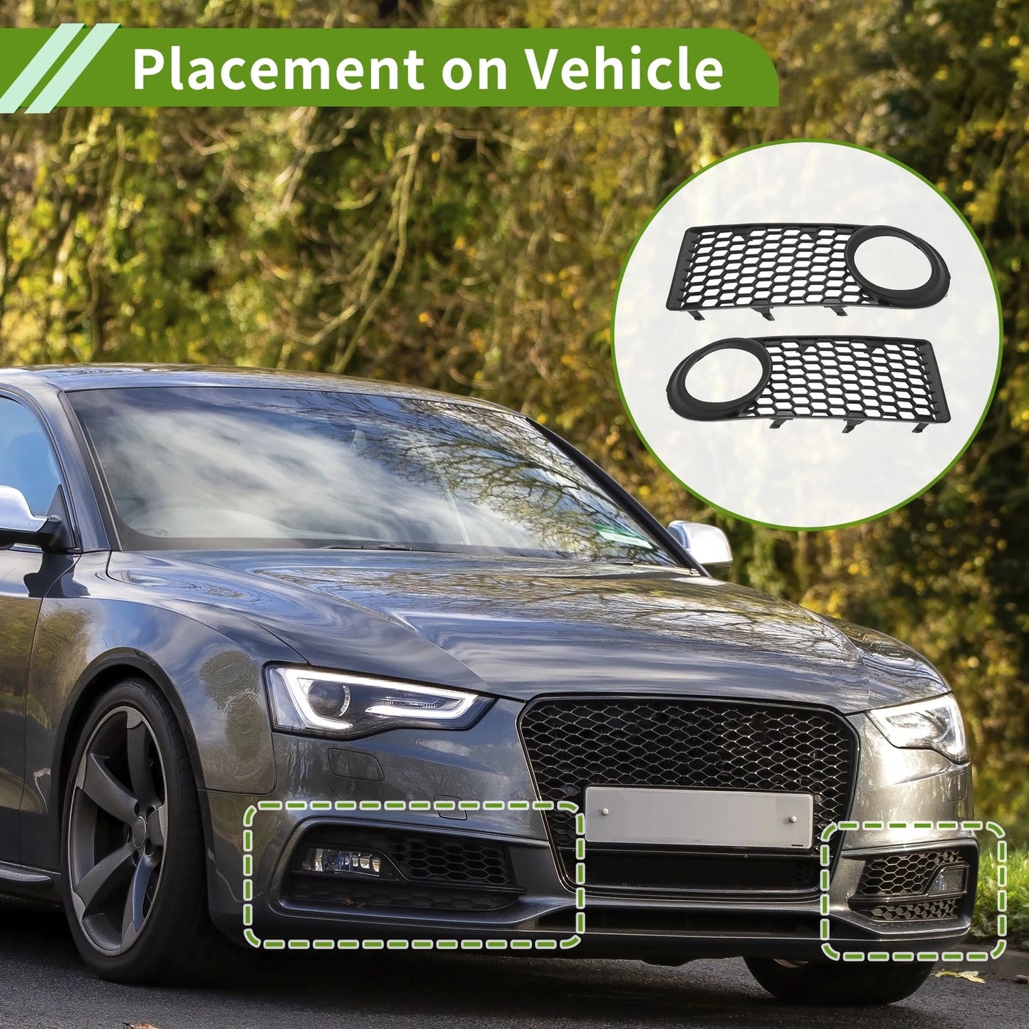 1 Pair Fog Light Grill for Volkswagen Beetle (No. 1C0807683J/1C0807684B)