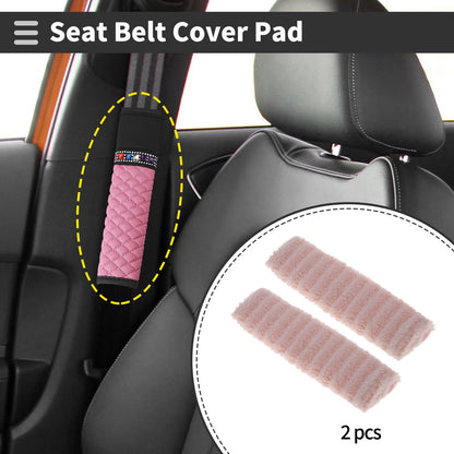 Set of 2 Pink Seat Belt Cover Pads for Universal Fit (26cm)