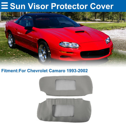 Sun Visor Cover Set for Chevrolet Camaro (1993–2002) Left Right Faux Leather Gray