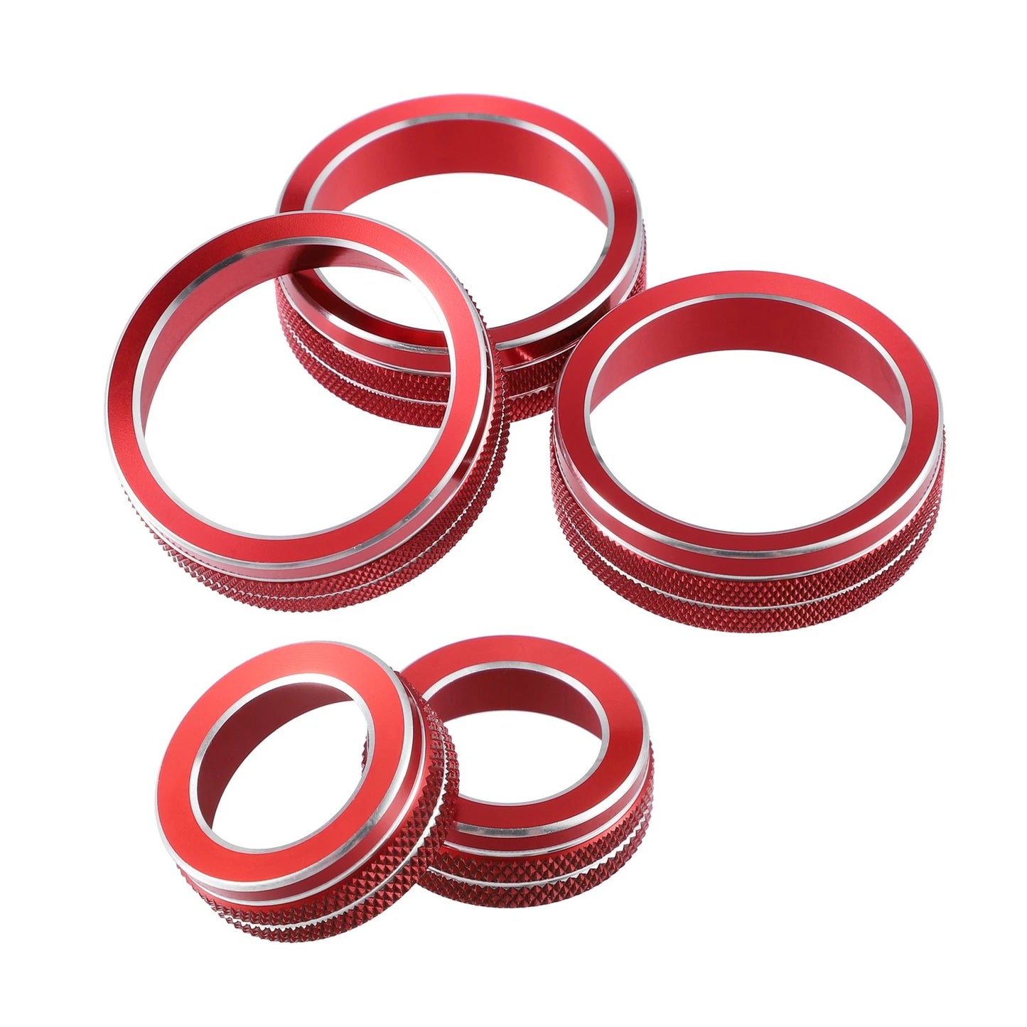 Set of 5 Front AC Media Tune Knob Cover Rings for VW Golf MK7 (2016–2020) Red