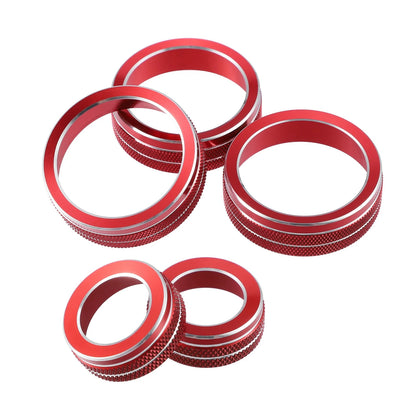 Set of 5 Front AC Media Tune Knob Cover Rings for VW Golf MK7 (2016–2020) Red