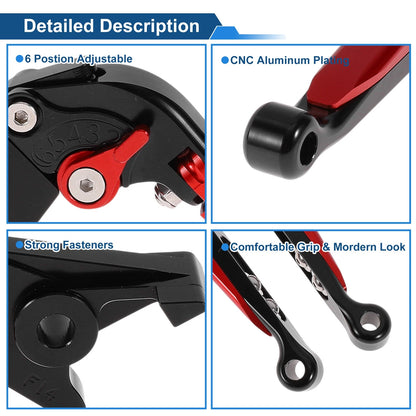 Adjustable Brake Clutch Levers for Kawasaki ER-5 (2004–2005) Black Red