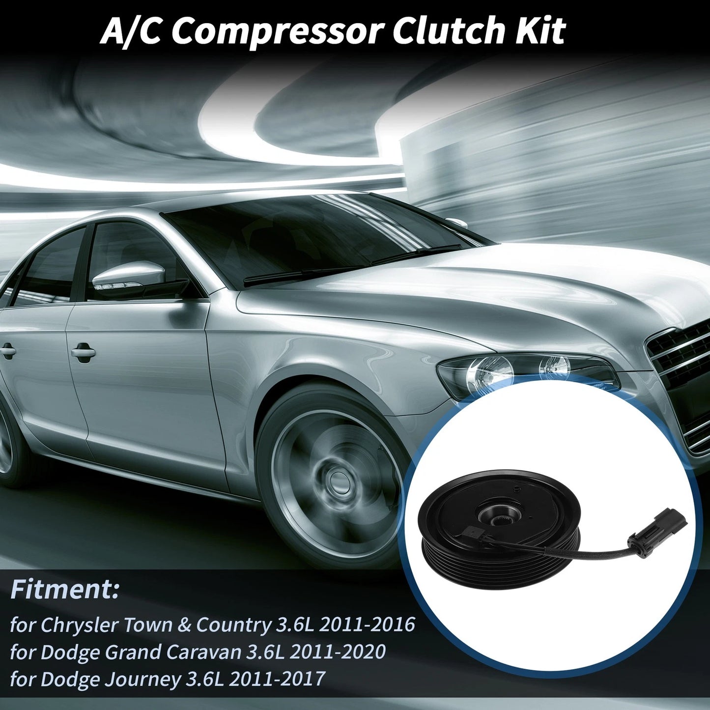 AC Compressor Clutch Kit for Chrysler Town (2010–2023) 10SRE20C 12V 6 Groove