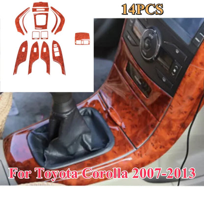 14PCS Peach Wood Grain Interior Trim Kit for Toyota Corolla (2007–2013)