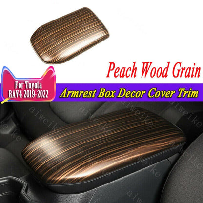 Armrest Box Decor Cover Trim Peach Wood Grain for Toyota RAV4 (2019–2024)