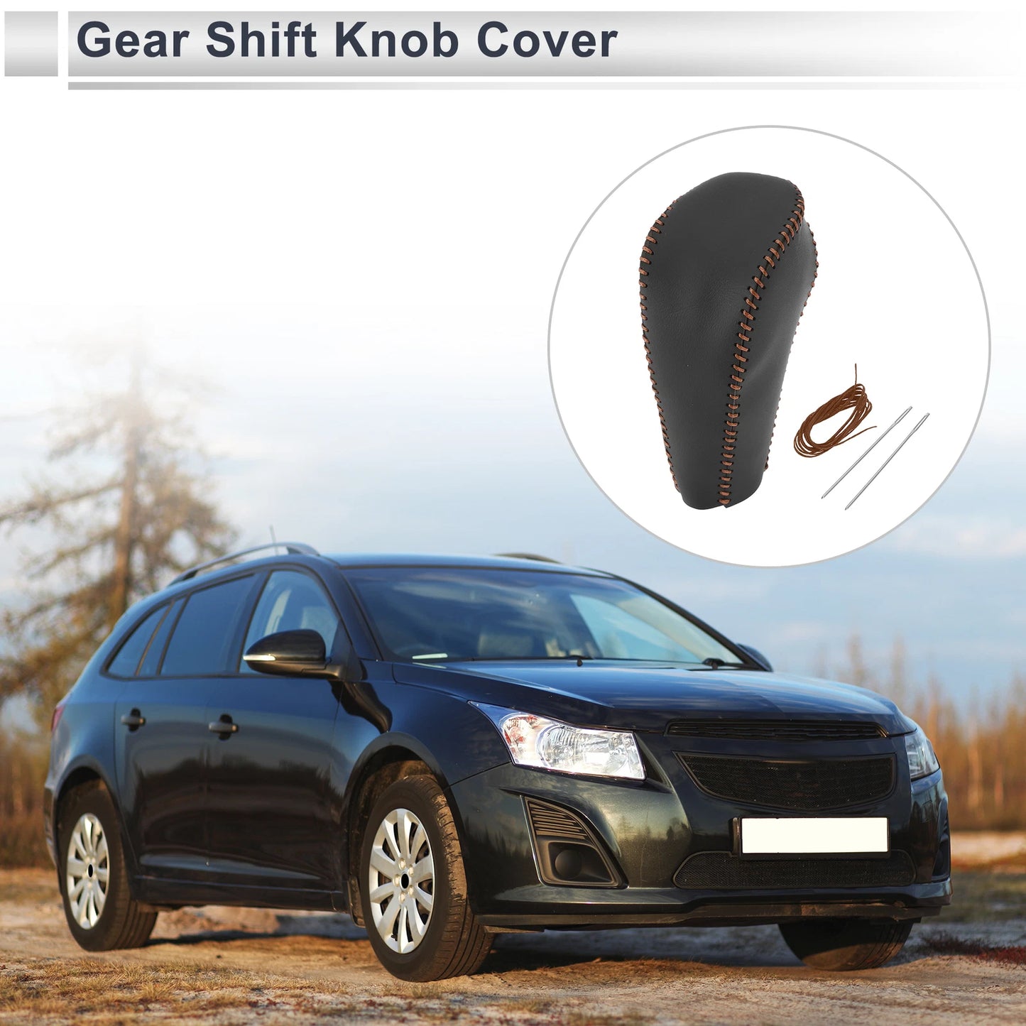 1 Pc Gear Shift Knob Cover for Chevrolet Cruze (2011–2015) Black Brown