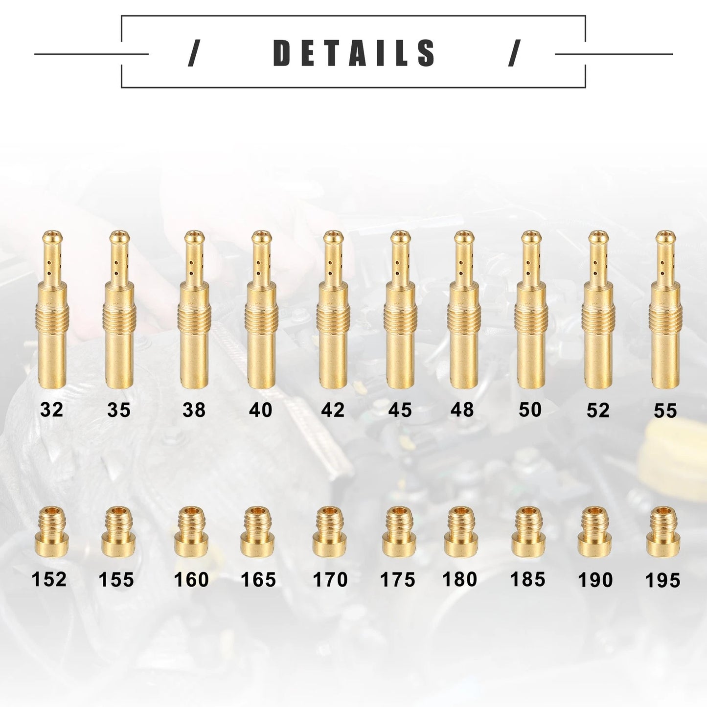 20pcs Main Pilot Jets Nozzles for Motorcycle (152-190)