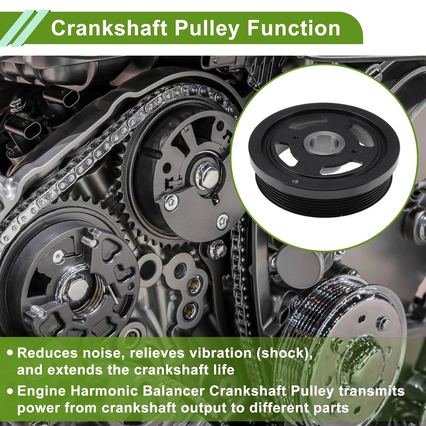 Engine Harmonic Balancer Crank Pulley for Toyota Avalon (1995–2000) 594-403 Steel Black