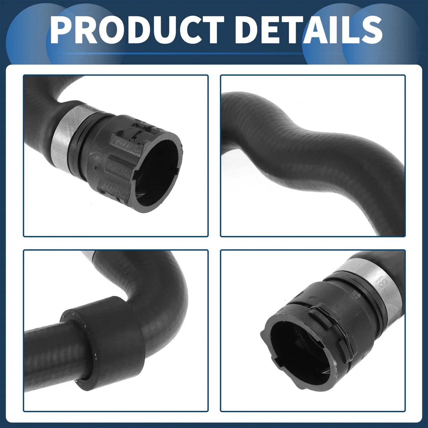 HVAC Heater Hose Rubber Black for BMW X5 3.0i (2001 - 2006)