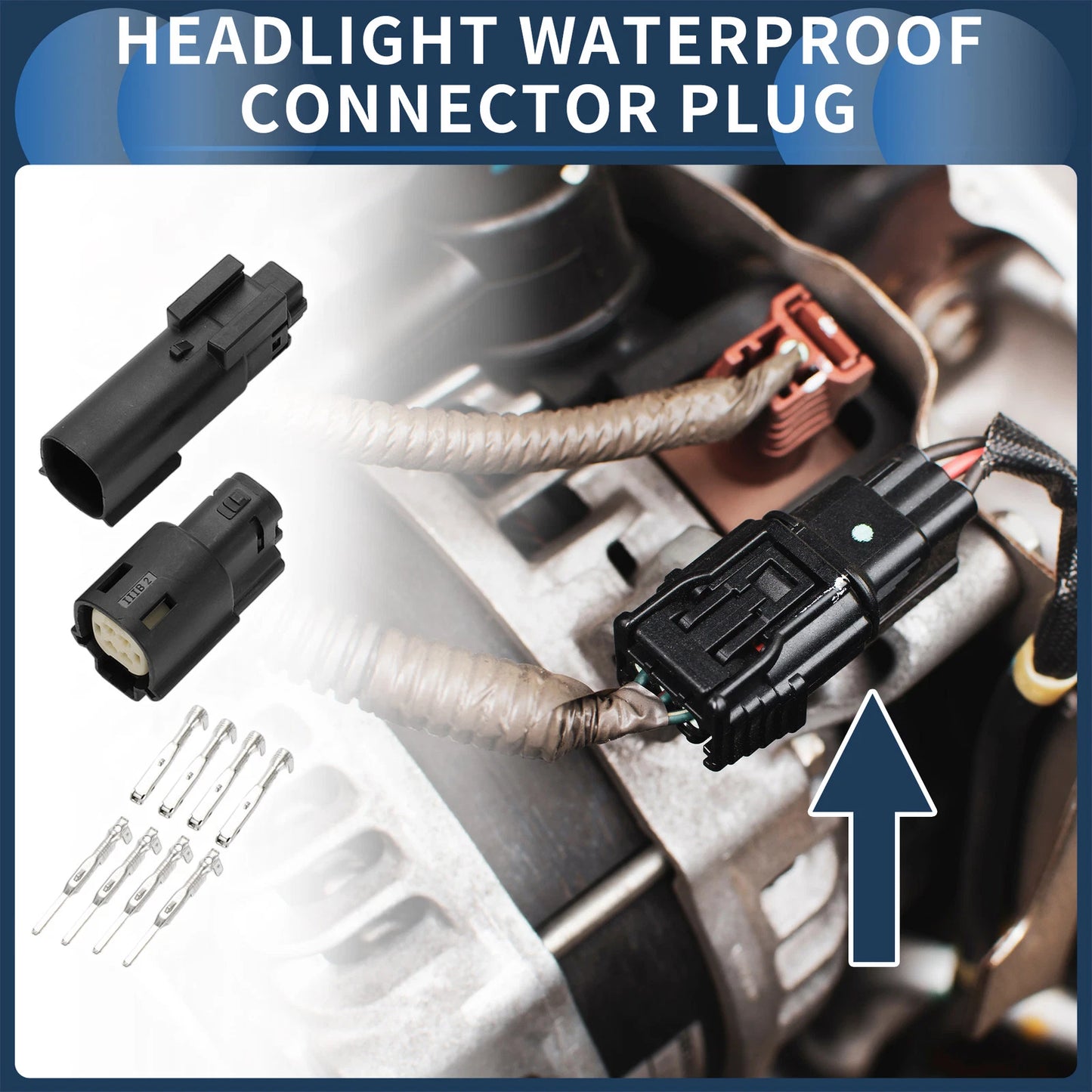 Set of 4 Pin Headlight Waterproof Connector Plugs for Harley-Davidson