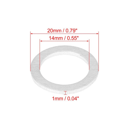 10 x M14 Silver Tone Oil Drain Plug Gaskets for Hyundai (21513-23001)