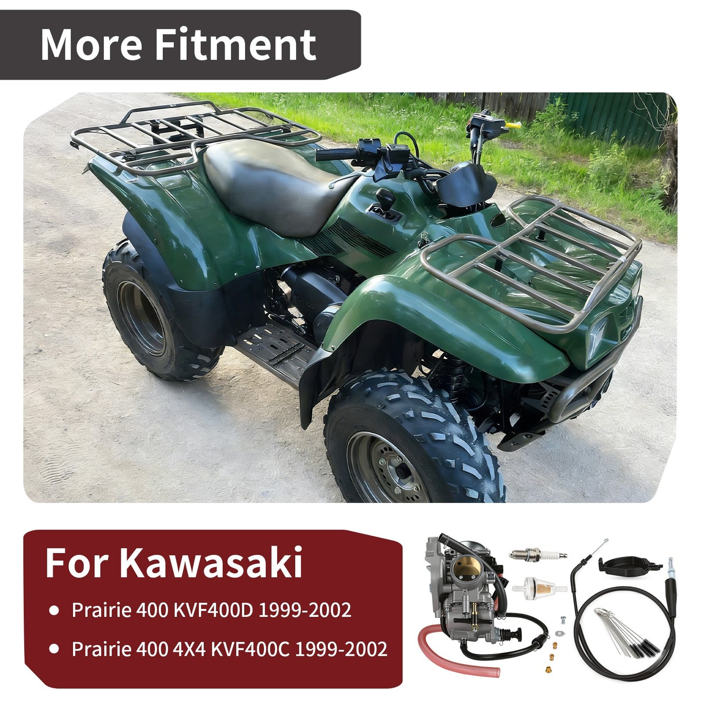 Carburetor with Throttle Cable for Kawasaki Prairie 400 (1999–2002)