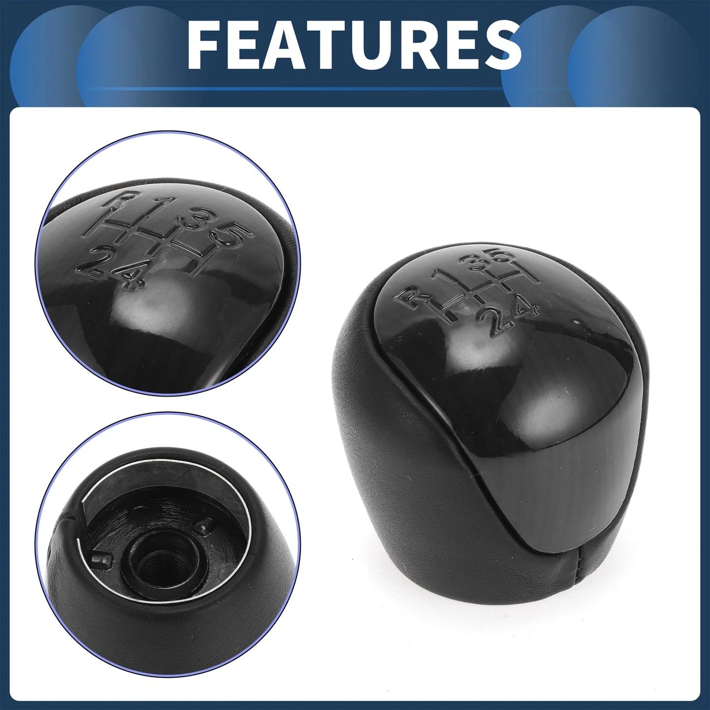 5 Speed Gear Shift Knob for Hyundai Elantra (2008-2009) - Plastic Faux Leather