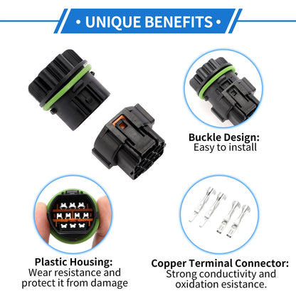 10 Pin Front Headlight Connector Plug for Hyundai Reina, Kia (1 Set)