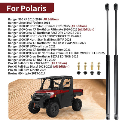 2X Windshield Tipout Gas Shock Strut Kit for Polaris Ranger XP 1000 (2015–2023)