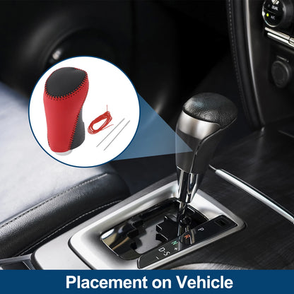 Gear Shift Knob Cover for Chevrolet Malibu (2016–2020) Red Black Faux Leather