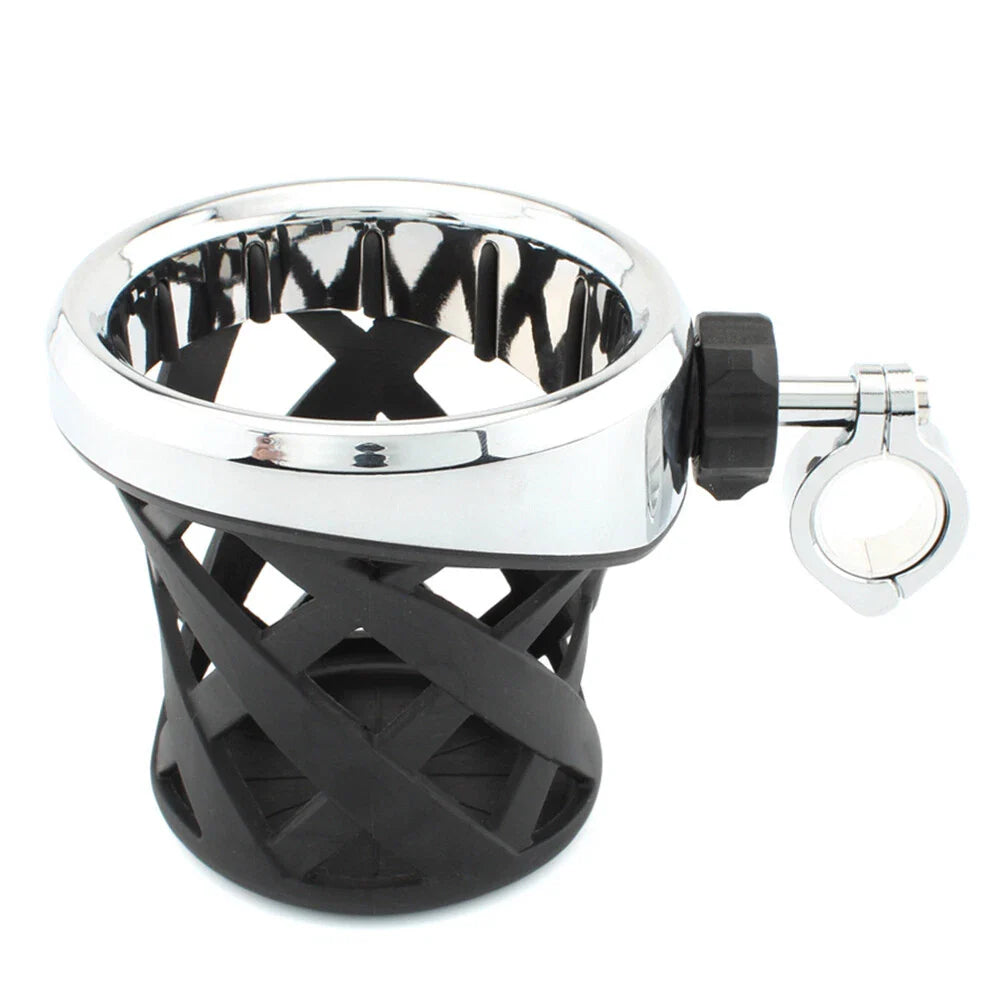 New Chrome Motorcycle Drink Cup Holder 7/8"-1" Clamp for Harley