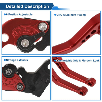 Adjustable Short Brake Clutch Levers for Honda CBF600/SA (2010–2013) Red