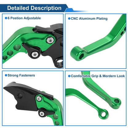 Long Brake Clutch Levers for Honda VFR1200F (2010–2014) Green 1 Pair