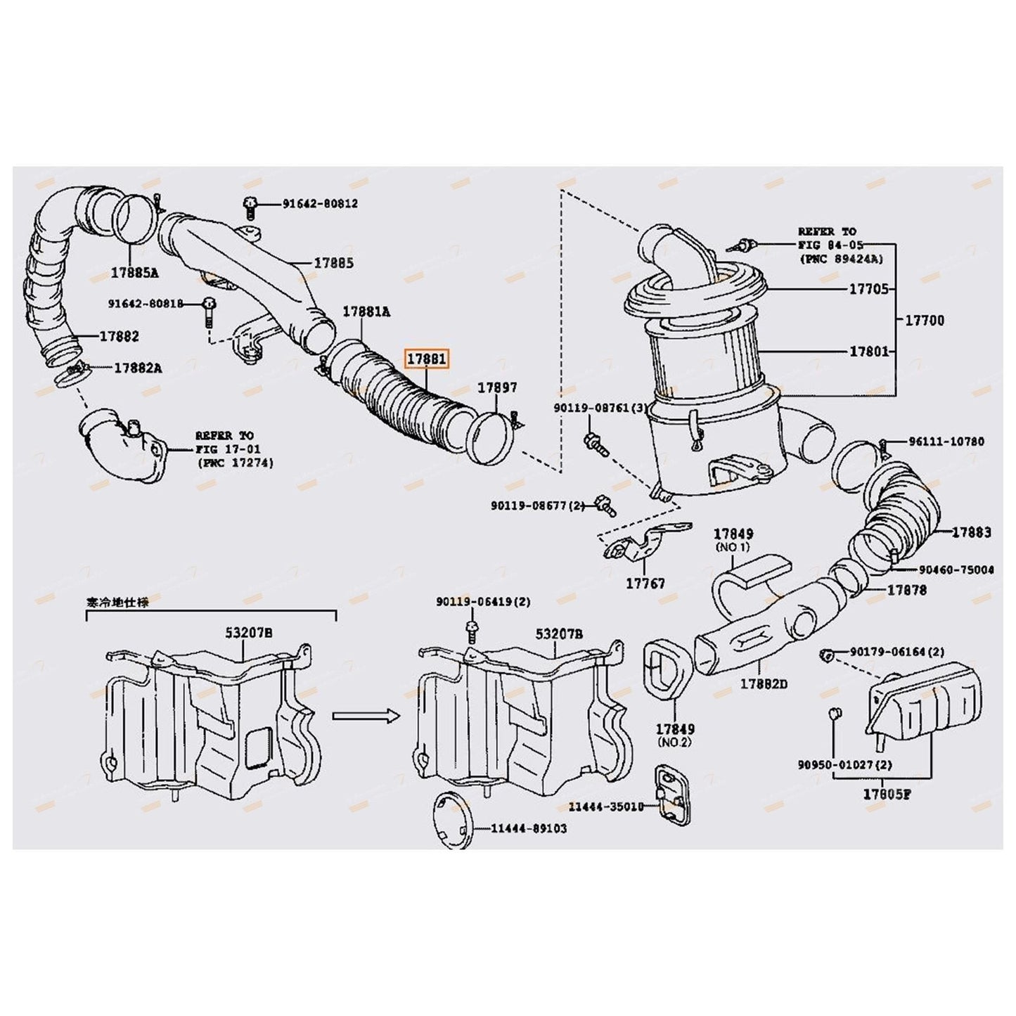 Rubber Intake Hose for Toyota Hilux 4Runner Surf (1996–2005)