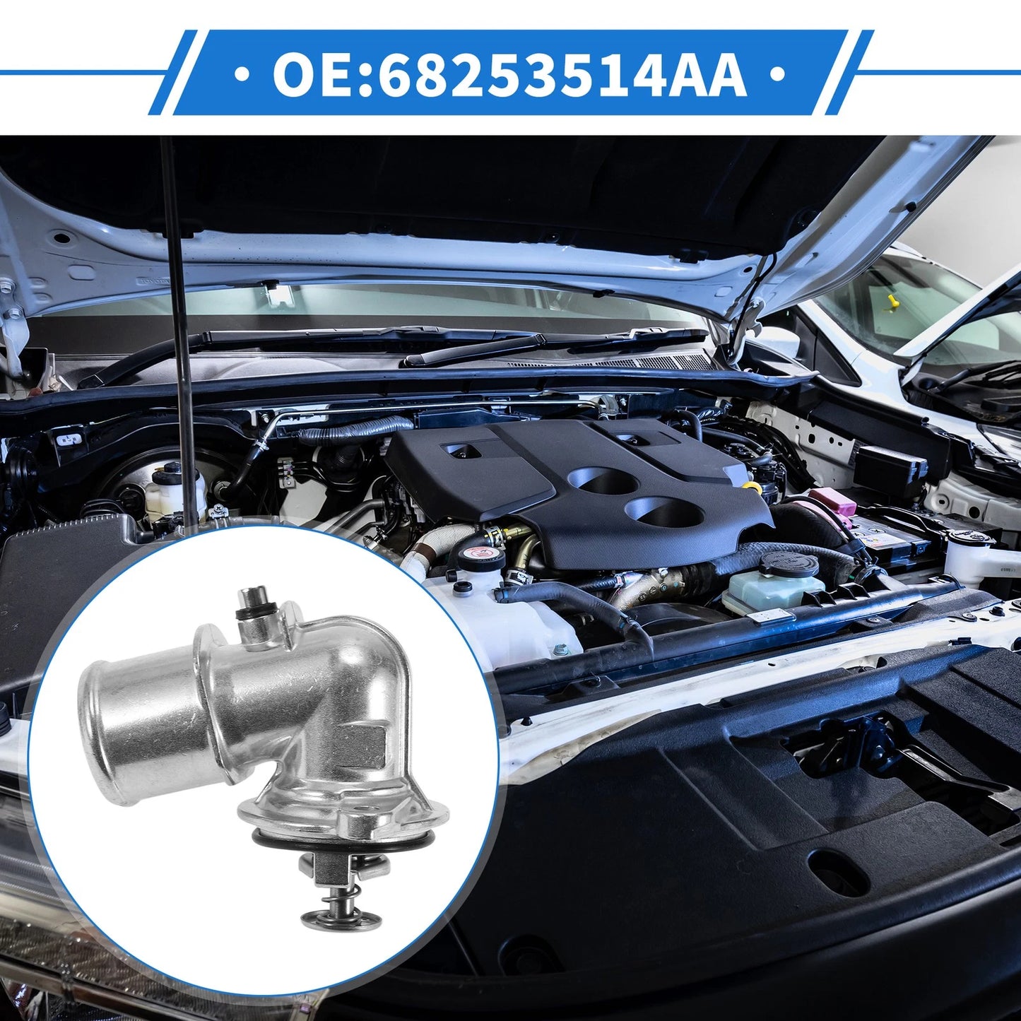 Engine Coolant Thermostat Housing Assembly for Ram 1500 (2014–2023) No.68253514AA