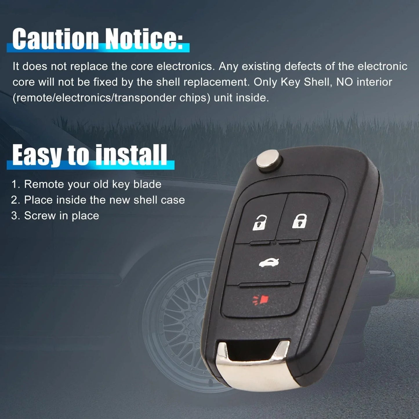 Car Replacement Remote Key Shell Case for Chevrolet Cruze (2011-2016)