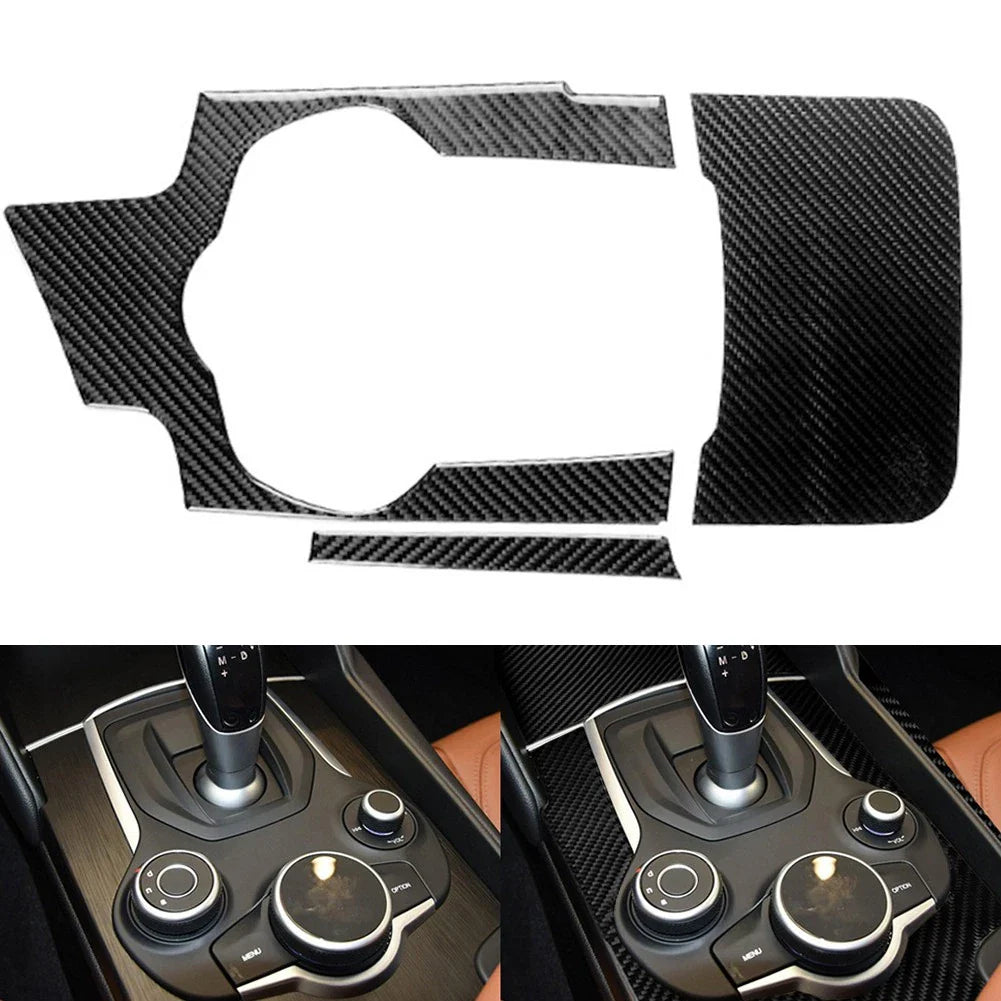 Carbon Fiber Console Trims 3 x for Alfa Romeo Giulia (2016–2024)