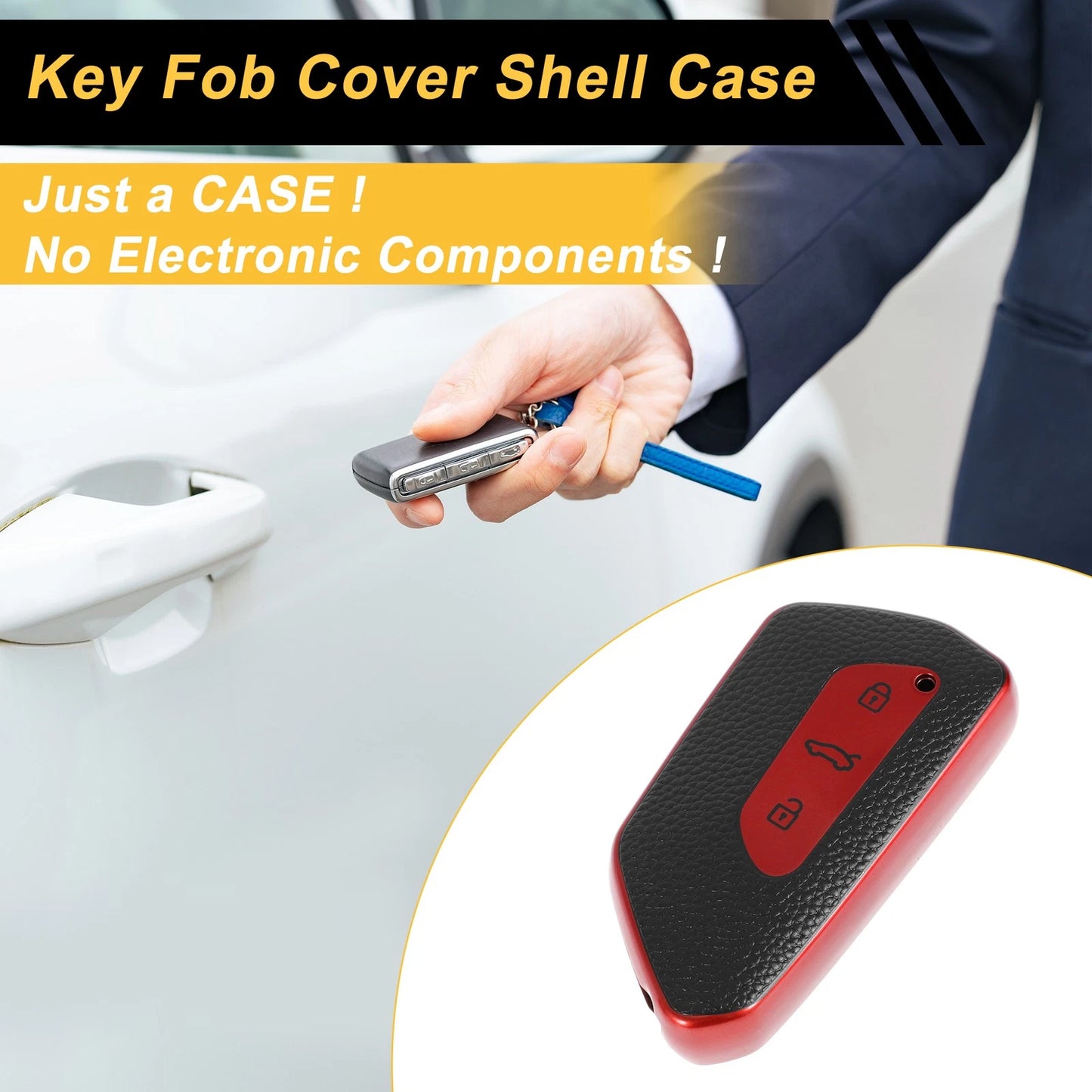 Red TPU Car Key Case for VW Golf 8 (2020–Present) - 3 Buttons
