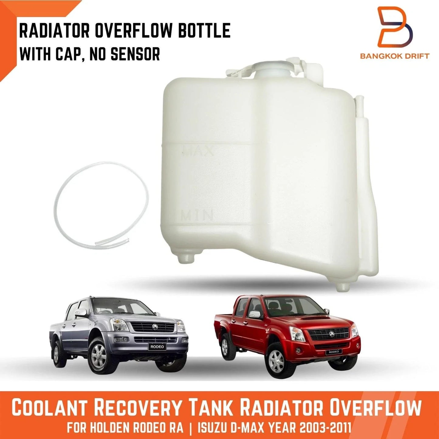 Coolant Overflow Bottle Tank + Cap for Holden Rodeo, Isuzu D-Max (03-11)