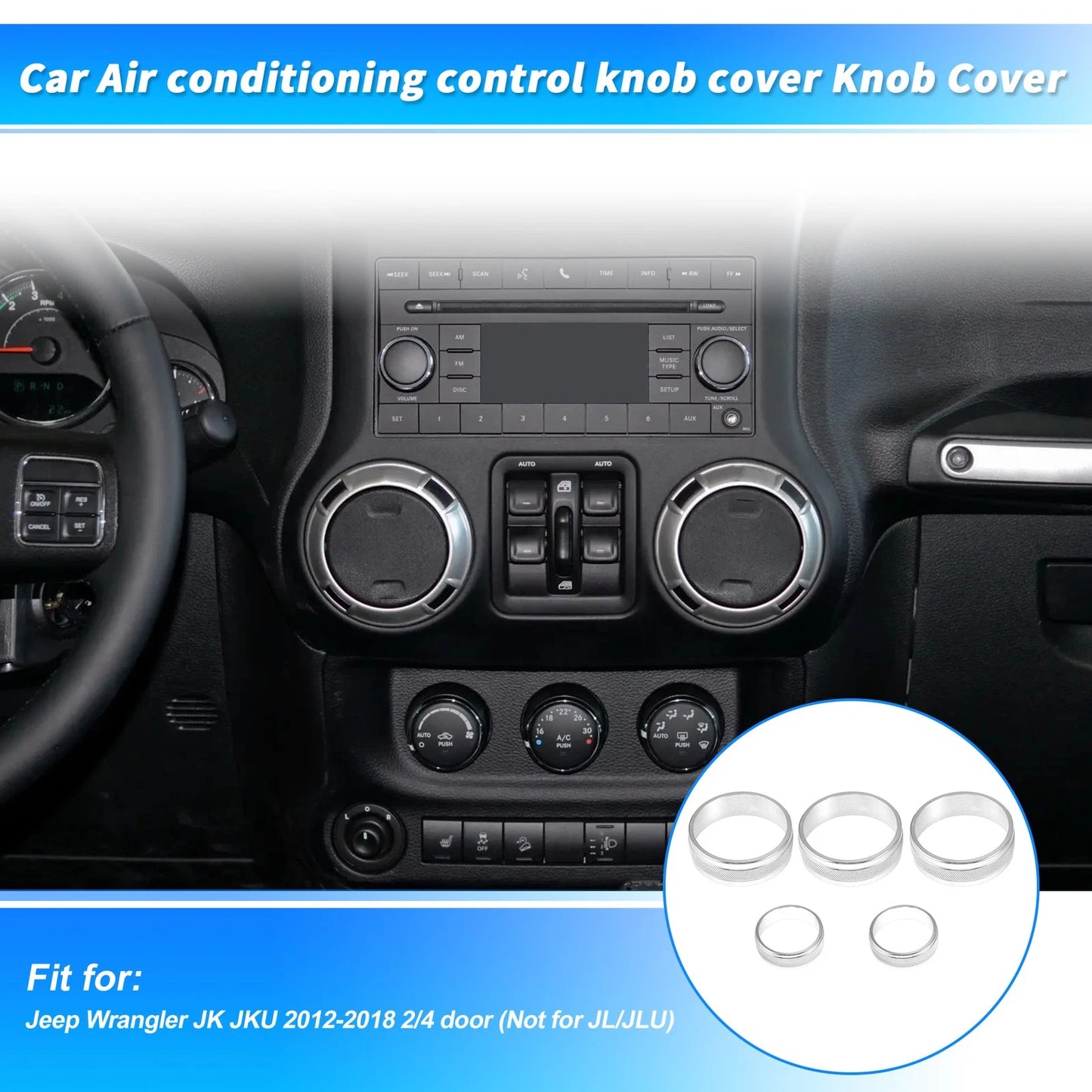 Control Switch Knob Cover Trim Ring for Jeep Wrangler JK JKU (2007–2018)