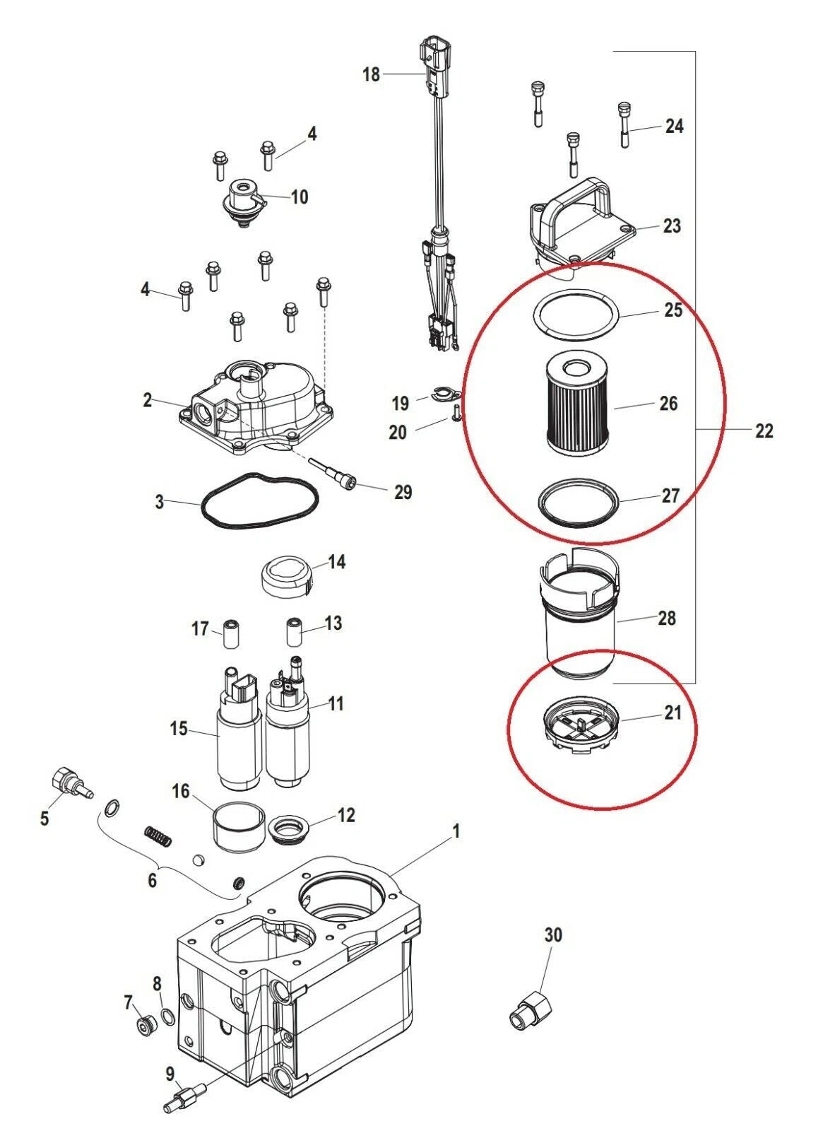 Fuel Filter for MerCruiser 5.7L 350 V8 (1998–2023) Sterndrive Motor