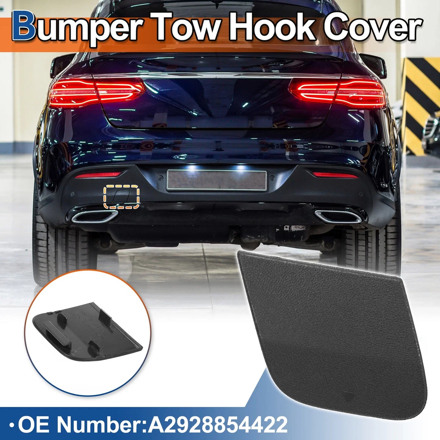 Rear Bumper Tow Hook Cover for Mercedes-Benz W292 (2019-2023) Unpainted
