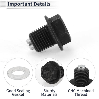 Set of 1 M10x1 Engine Oil Drain Plug with Gasket for Car Motorcycle Boat