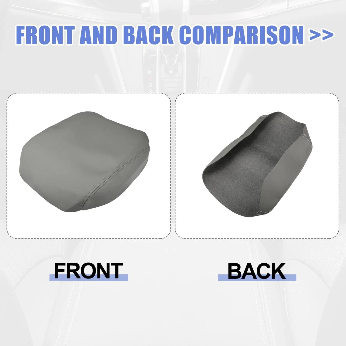 Microfiber Leather Armrest Protector Cover for Honda Pilot (2009-2015) Grey