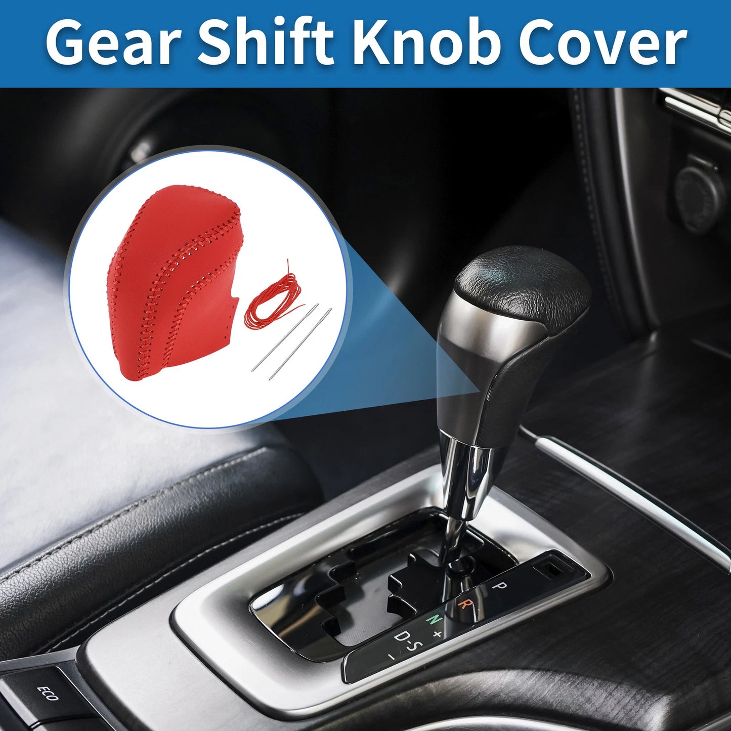 1 Pc Gear Shift Knob Cover for Toyota Camry (2018–2024) Red Faux Leather