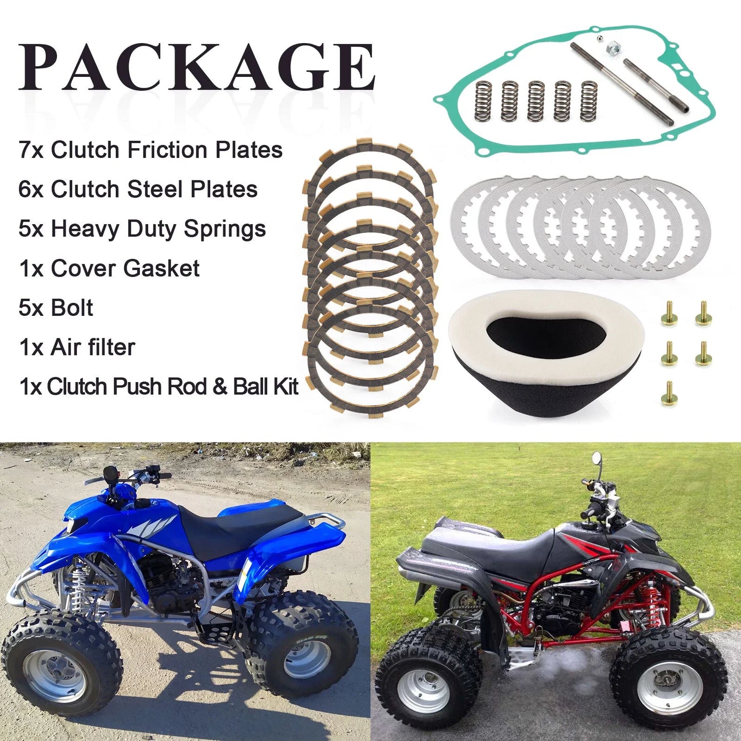 Clutch Friction Steel Plates Push Rod Kit for Yamaha Blaster YFS200 (1988–2002)