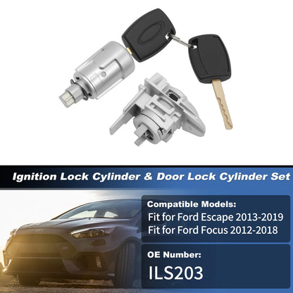 Ignition Lock Cylinder & Door Lock Cylinder Set w/Keys for Ford Escape (2013–2019)