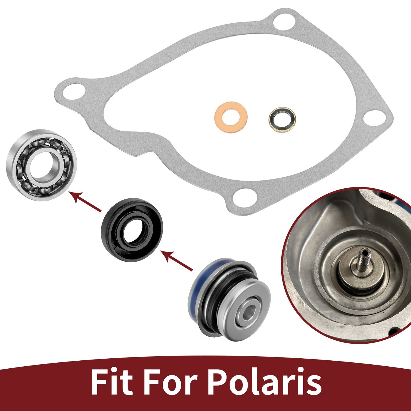 Water Pump Bearing Seal Gasket Kit for Polaris Magnum 425 500 (1995–2002)