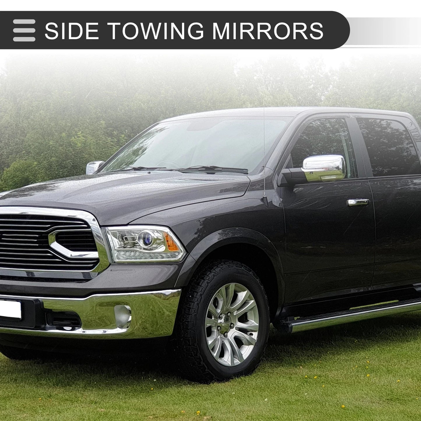 Tow Mirrors for Dodge Ram 1500 with Turn Signal Light Silver Tone 2 x  (2009-2018)