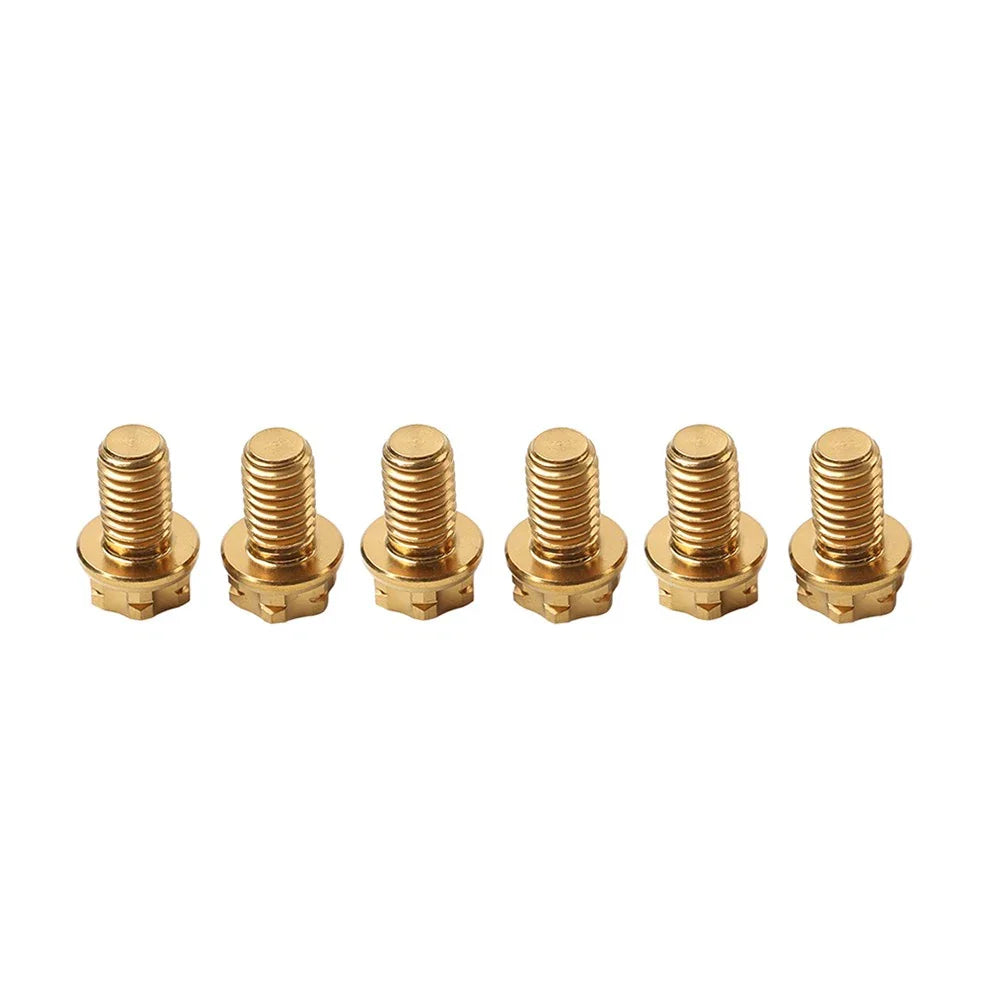 6pcs M6x35mm Titanium Torx Head Flange Bolts for Motor Bike Bicycle Gold