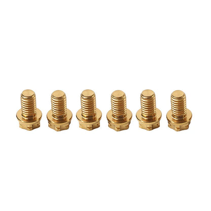 6pcs M6x35mm Titanium Torx Head Flange Bolts for Motor Bike Bicycle Gold