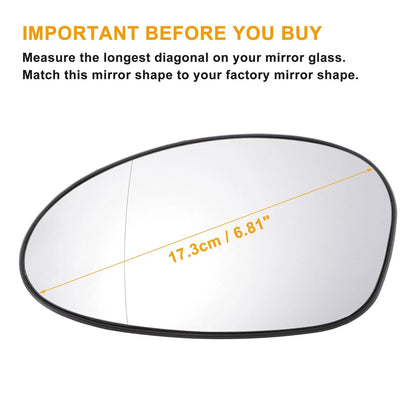 Left Side Mirror Glass with Back Heated for BMW 1/2/3 (2004 - 2009)