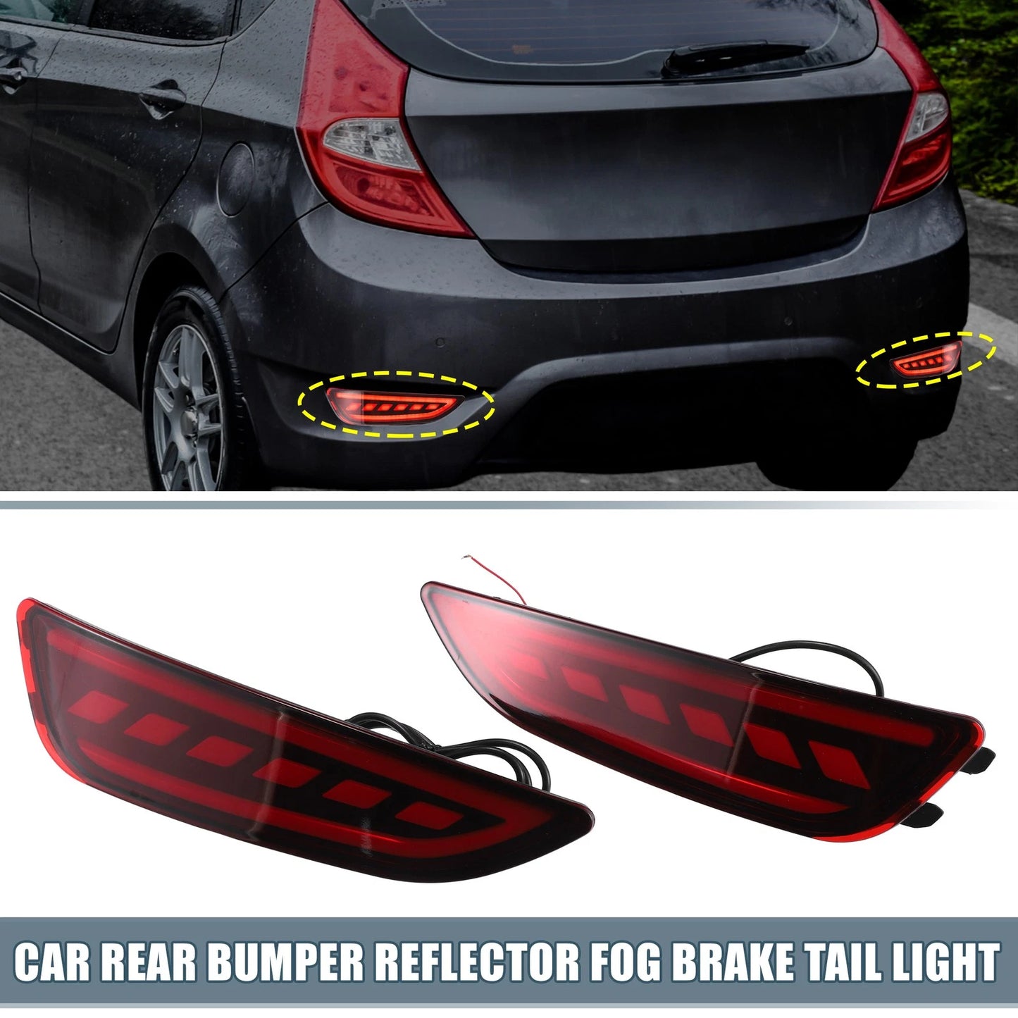 2X Rear Bumper Reflector LED Brake Lights for Hyundai Accent (2012–2017)