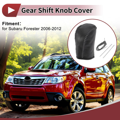 1Pc Gear Shift Knob Cover for Subaru Forester (2006–2012) Gray Faux Leather