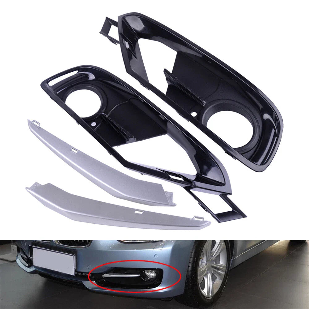4 Pcs Front Bumper Fog Light Grille Covers for 2012-2015 BMW 3 Series
