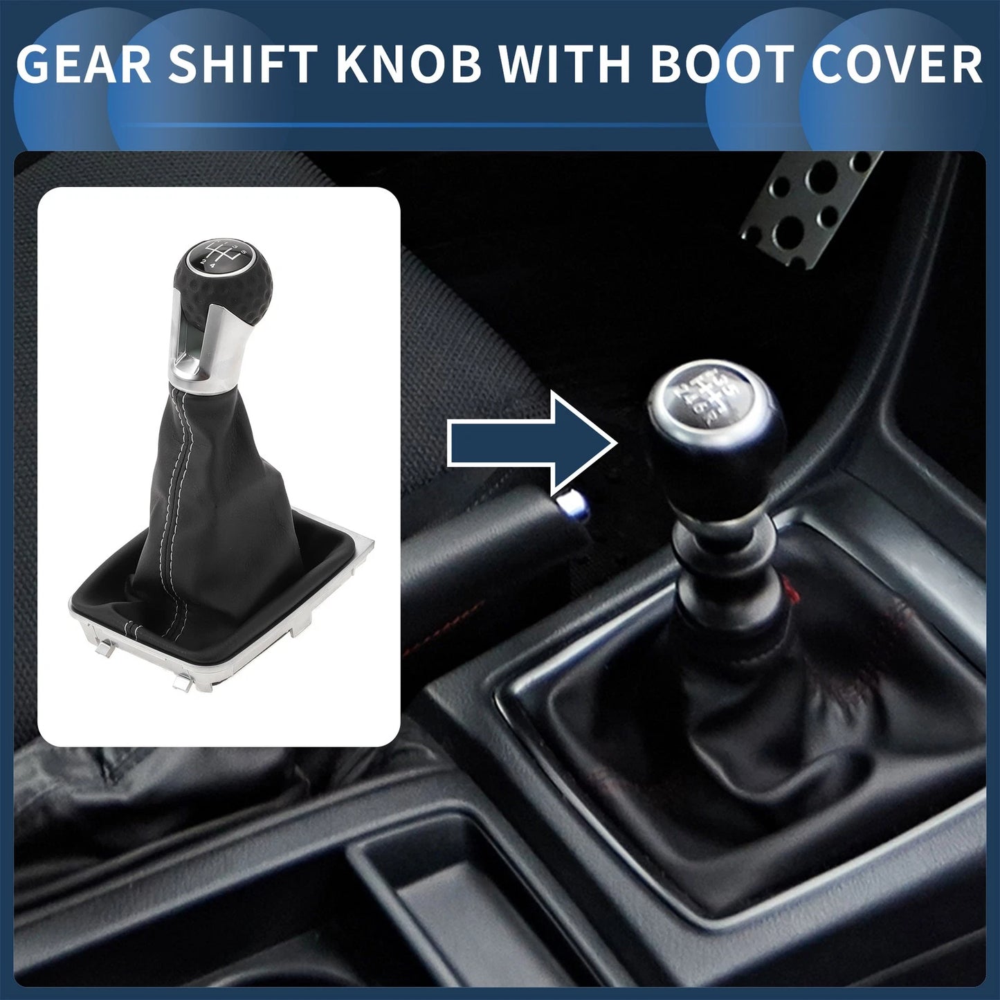 5 Speed Gear Shift Knob with Cover for VW Golf MK7 GTI GTD (2013–2018)