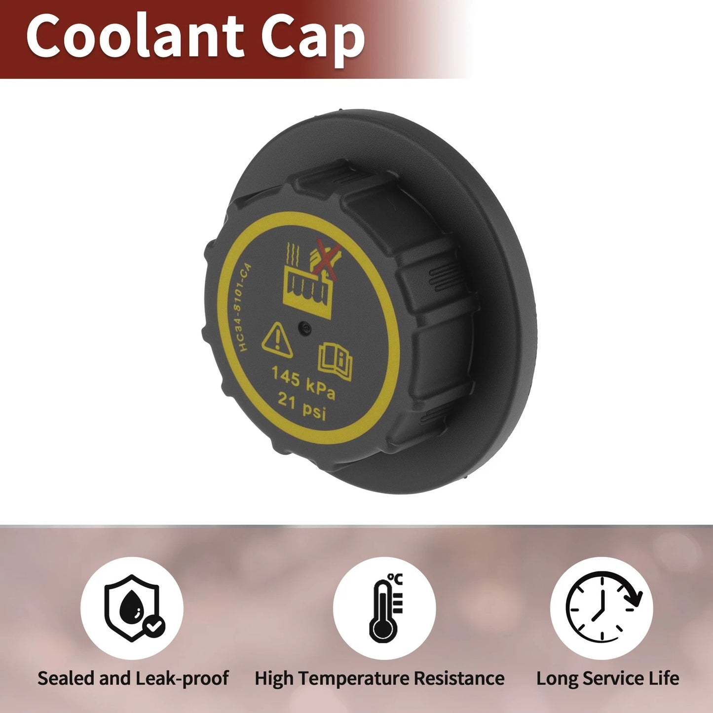 Coolant Cap for Ford F250 F350 F450 F550 Super Duty (2015–2019) No.HC348101CA Black