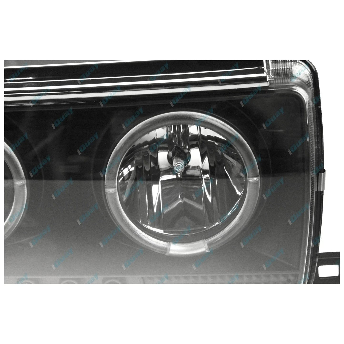 Angel Eyes Projector Headlights w/ LED DRLs Black for Landcruiser 80 Series